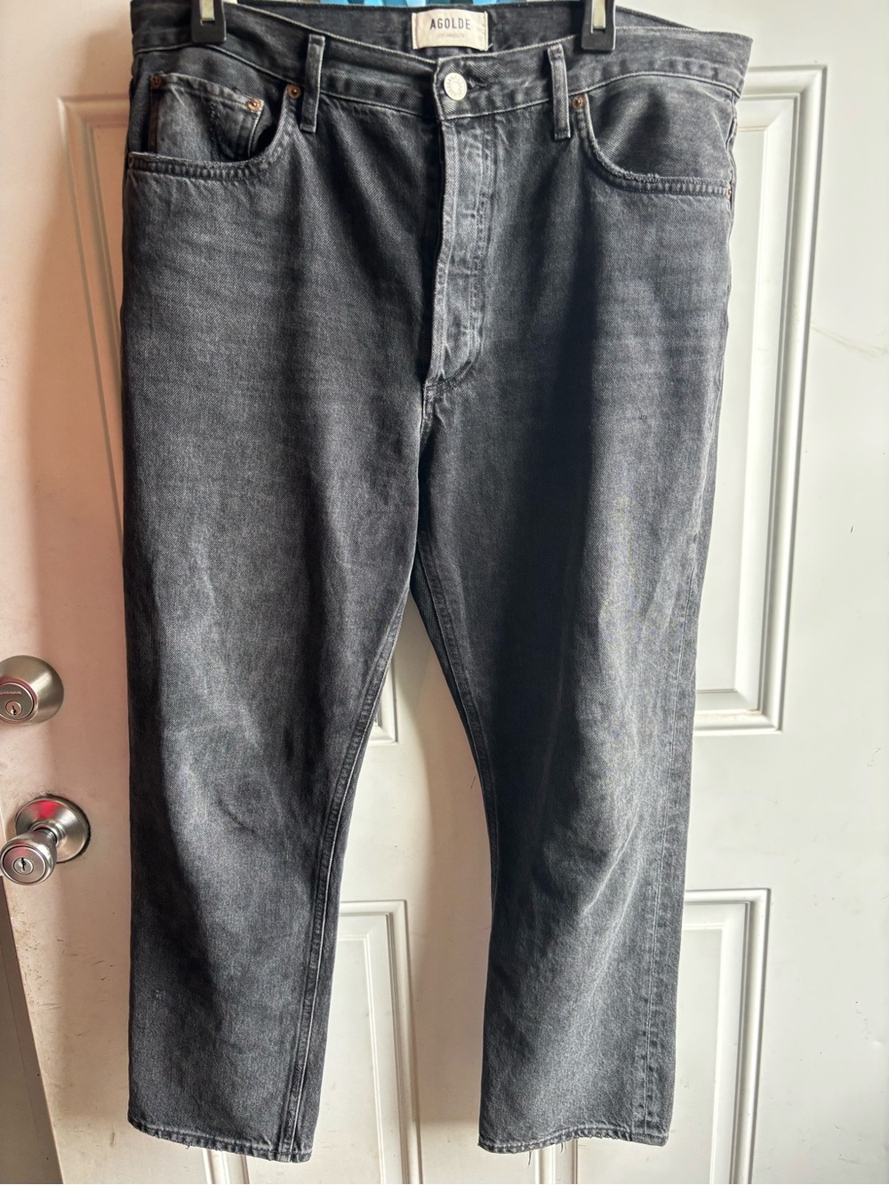 Agolde Washed Black Straight Leg Jeans